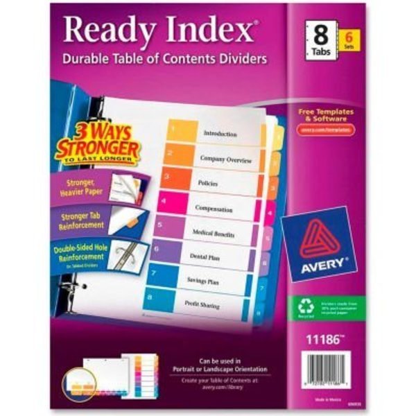 Avery Ready Index T.O.C. Reference Divider, 1 to 8, 8.5